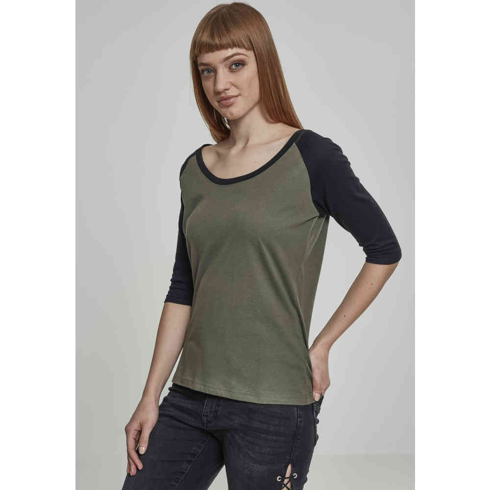Urban Classics - 3/4 Contrast Raglan top - Groen